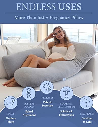 Pharmedoc Coussin de Grossesse - Coussin Allaitement en Forme de U, Coussin Maternité et Coussin Grossesse pour Dormir & Oreiller de Grossesse - Soutien pour Le Dos, Les Hanches, Les Jambes