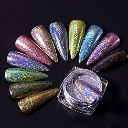 MKNZOME 12 BoîTe Poudre Chrome Ongle, Poudre Holographique Ongle Effet Miroir, Caméléon Poudre Pigment Pour Manucure Pou La DéCoration D'Art Ongle, Festival Visage Corps, Paillette Ongles Nail Art