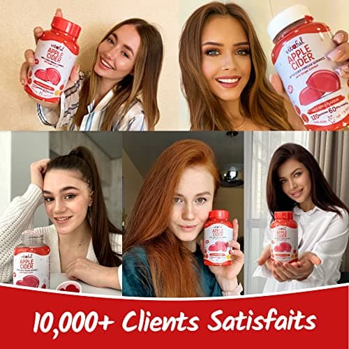 VITAFUL Apple Cider - Detox, Nettoyage Intestinal, Digestion & Regain d'Energie - Vinaigre de Cidre & Extrait de Gingembre - Complément Alimentaire - 100% Végan - 120 gummies Dose de 2 Mois