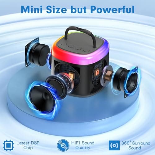 JYX Machine de Karaoké avec 2 Microphones sans Fil, Karaoke Portable Jouets pour Enfants Adultes, Mini Karaoke Bluetooth, Idee Cadeau Enfants 5,6,7,8,9,10,11,12,13,14,15 Ans Jouet Noir/Beige