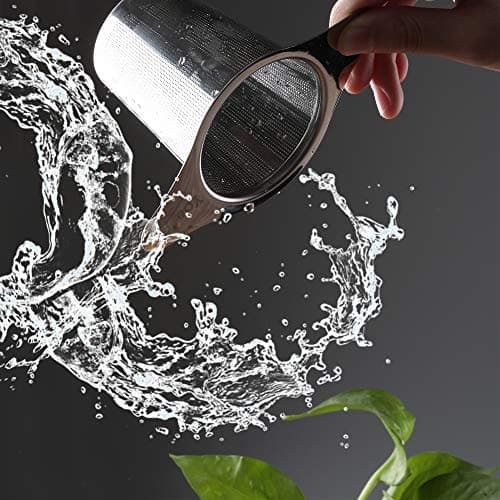 Yoassi Filtre à Thé,2PCS Infuseur à thé Trou Fin en 304 Acier Inoxydable, Passe-Thés à Manche avec Deux Languettes Et Couvercle Universel pour Théière, Mug, Tasse, Bouteille