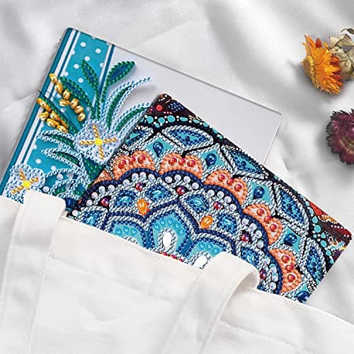 DIY Cahier d'écriture de Mandala Bleu Cahiers A5 de peinture au diamant, Fournitures Scolaires Rentrée scolaire, Quotidien Journal d'enfants Diamond Painting A5 Cadeaux d'anniversaire 100 Pages
