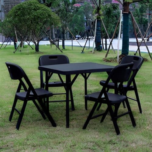 CHEFGASTRO Table de Buffet Mobile Pliante pour terrasse, Balcon, ou Jardin | HxLxP 86x86x74cm | pour jusqu'à 4 Personnes | Noir | Intérieur et extérieur