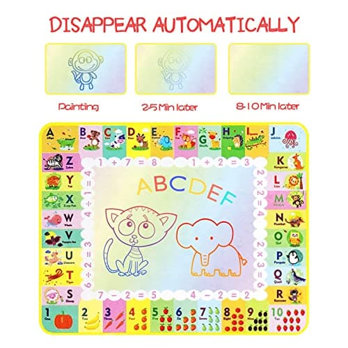Cadeau Enfant 1-3 Ans - Tapis Dessin Eau Jouet Bebe 1 2 3 Ans, Jouets Educatifs pour Enfants Coloriage Géant Tapis de Peinture Cadeau pour Garcons Filles
