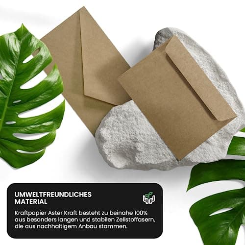 Netuno 50 enveloppes Kraft C5 162 x 229 mm 100g Aster Kraft rabat pointu enveloppes en papier Kraft enveloppes grandes papier écologique enveloppes recyclées pour cartes de vœux cartes de remerciement