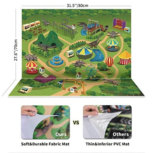 Jouet de Camion de Dinosaure pour Enfants de 3 à 5 Ans, Camion Transporteur de Voiture Triceratops avec 8 Figurines Dino, Tapis de Jeu de Dinosaure de Capture pour garçons