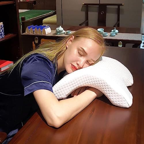 ALEVMOOM Oreiller de Bras pour Couples,Oreiller pour Bras de Dormeur Latéral,Oreillers Câlins,Oreillers Oreiller de Repos de Bras Cou en Mousse à Mémoire,Oreillers Ergonomiques pour la Nuque (Blanc)