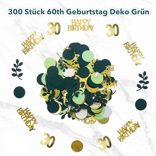 REJOECE 300 Pièces Confettis Anniversaire Verts et Dorés,Confetti de Table Happy Birthday,30 Ans Vert Confettis,Confettis Anniversaire 30 ans pour Anniversaires pour Fête D'Anniversaire, Homme,Femme