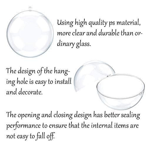 SUNSK Boules de Noël Transparente à Remplir 5cm Boule de Décoration en Plastique pour Décoration de Noël Fête Mariage Anniversaire 20 pièces