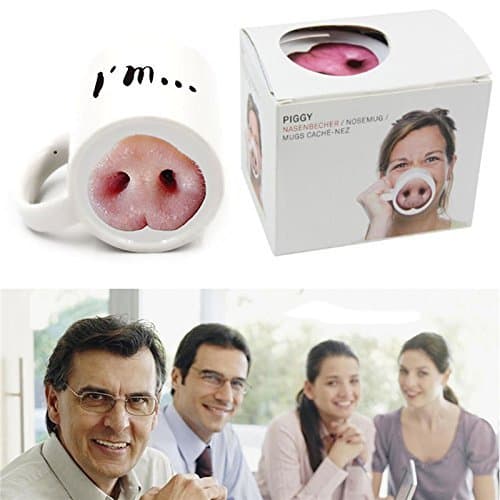 auvstar Tasse Amusante créative, Céramique Porc Nez Café Tasse de thé Nouveauté Tasse à Eau de Bureau à Domicile, Cadeau pour Famille, Ami, Enseignant (Nez de Cochon)