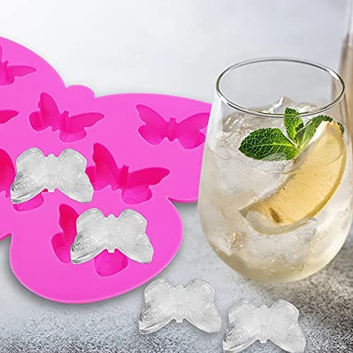 SENHAI Lot de 4 moules en silicone en forme de papillon – 2 mini moules en forme de papillon et 2 plateaux en silicone en forme de papillon normal, pour chocolat, bonbons, savon, glaçons