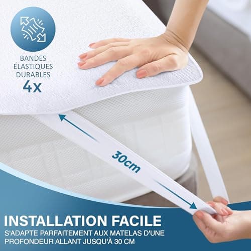 Utopia Bedding Protège Matelas 200 x 200 cm Imperméable, 4 Coins Elastiques, Certifié Oeko TEX, Alèse Drap Housse, Matelas Couvre, Respirant