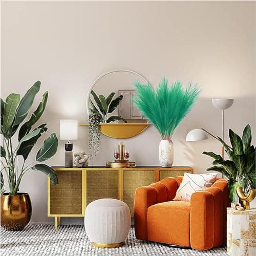 VIDSTW 30 Pièces Herbe de la Pampa Vert Pampa Artificielle de Moelleux Pampas Fleur Sechees Decoration Boheme Pampa Fleur Sechees Naturel Décoration Fleur Sechees pour Mariage Maison