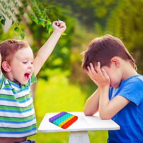 4 Pièces Push-Pop Bubble, Pop It pour Enfants, Jouet à Pousser à Bulles Arc-en-Ciel, Jouet Anti-Stress à Bulles, Pop It, Poppets en Silicone, pour Cadeaux, Soulagement du Stress, Jouets pour Enfants