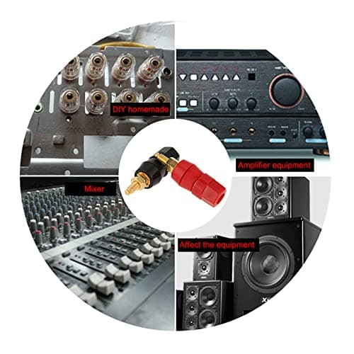 AILOOCEDI Lot de 4 Prises Banane, Borne de Liaison de Haut-Parleur Audio Noir et Rouge pour Connecteur Adaptateur Prise Banane avec Borne de Fiche Banane de 4 Mm, Installation Facile des