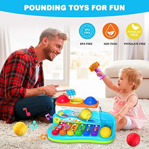 Yerloa Jouets musicaux 1 2 3 Ans Bébé Eclairer l'instrument de Musique Xylophone Clavier de Jeu pour Les bébés Cadeau pour Les garçons et Les Filles