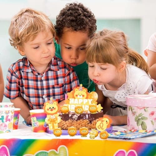 10 Pièces Lion Gâteau Topper, Décorations de Gâteau Lion, Animal Gâteau Toppers DIY Animaux Cake Toppers Figurine Gâteau LionThème Animal Gâteaux Décoration Anniversaire Décoration pour Enfants