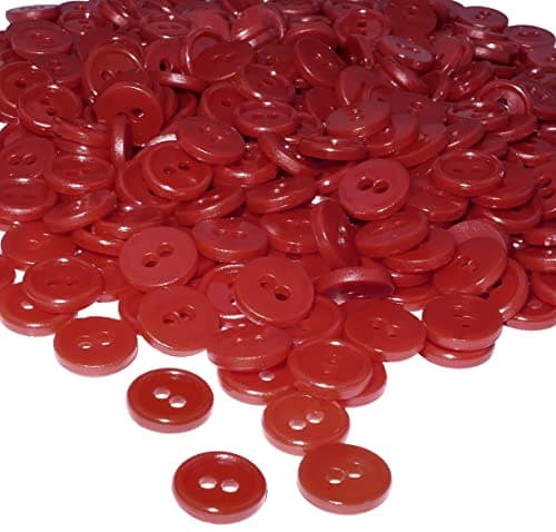 AERZETIX - C56341 - Lot de 100 Boutons à coudre ronds Ø11.5x2.2 mm à 2 trous - diamètre de l'ouverture 2 mm - couleur rouge clair - en plastique - loisir créatif décoration couture mercerie mode