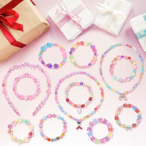 Funtopia 790+pcs Perles pour Bracelet, 32 Types Perles Enfant Kit de Fabrication de Bracelets pour Filles, Bijoux Jouet Enfants pour Filles de 5 à 12 Ans