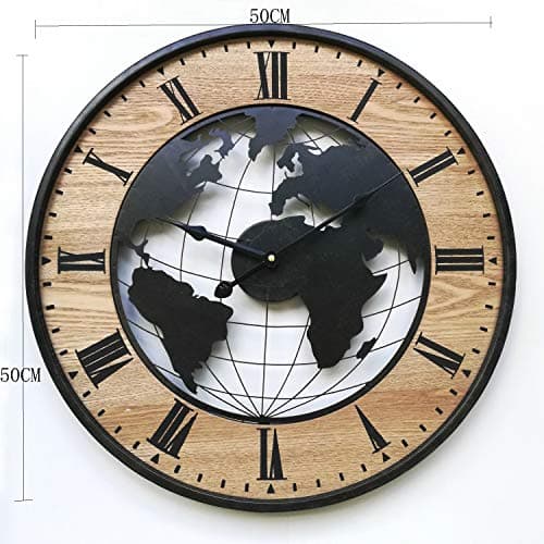 Rebecca Mobili Horloge Murale, Horloge Grande Ronde, Marron Noir, Design Rétro, pour Salon Cuisine - Diamètre de 50 cm x L 4,5 cm - Art. RE6378