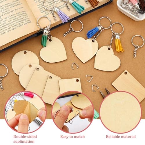 WLUOS Porte-Clés en Bois,24 Pièces porte clef bois,Tranches de Bois Rondes Bricolage Vierge Porte Clés Bois Brut Avec Anneau pour Femmes Hommes loisirs Créatifs Naturel Porte Clé Bois Décorations