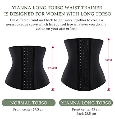 YIANNA Gaine Amincissante Ventre Plat Femme Long Torse Corset Minceur Invisible Latex Waist Trainer Ceinture Serre Taille Bustier Noir,110688 Size XS