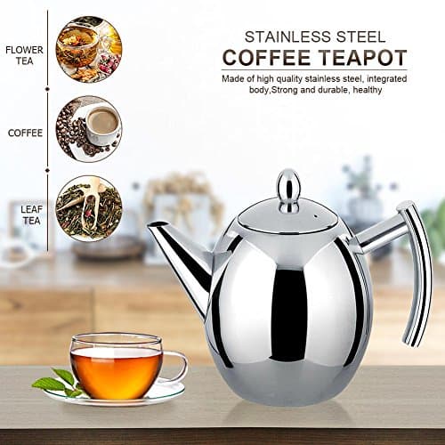 Wytino Cafetière en Acier Inoxydable, Ensemble de théière en Acier Inoxydable avec Filtre et Couvercle pour infuseur, Pot de diffuseur Grande capacité pour thé en Vrac, thé Vert(1L)