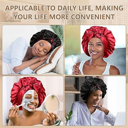 Coubeau Bonnet de Sommeil en Satin Soie pour Bonnet de Nuit Bonnet de Cheveux pour la Nuit pour Femmes Bonnet de Cheveux en Soie pour Femmes
