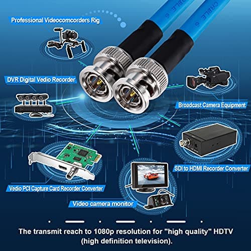 Bingfu Câble Vidéo SDI Numérique 6G 3G HD BNC Mâle vers Mâle 75 Ohm Cordon Câble Coaxial Belden 1694A 30cm / 11.81inch pour Caméras et équipements Vidéo, Prend en Charge HD-SDI 3G-SDI 1080P 4K-UHD