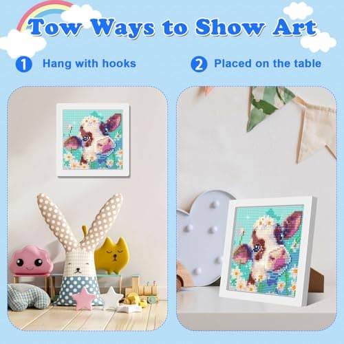 NAIMOER Diamond Painting éléphant Pour Enfants Adultes, Peinture Diamants Encadrés pour Enfants, 5D Diamant Art Animaux Enfants, Dessins animés Diamant Painting for Home Decor 8x8inch