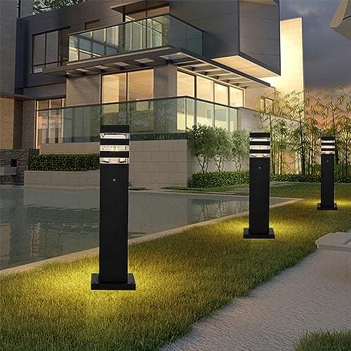 Mengjay Lampadaire Exterieur pour Jardin et Chemin, Luminaire Extérieur E27 Lampe de jardin,IP23 Etanche Eclairage Exterieur,IP23 Etanche Lampe sur pied Poteau Exterieur (A)