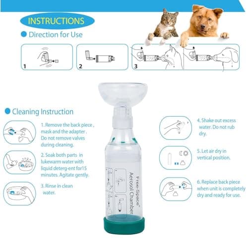 Chambre aérosol inhalateur avec indicateur de respiration - forme ronde et masque de silicone de haute qualité, espaceur pour l'asthme de chat - inclure 2 masque pour le meilleur ajustement