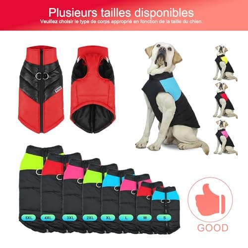 Manteau d'hiver pour Chien pour Veste Chaud des Chiens pour Chien Pet Chiot vêtements Imperméables Assortis Tailles et Couleur (S, B-Rouge)