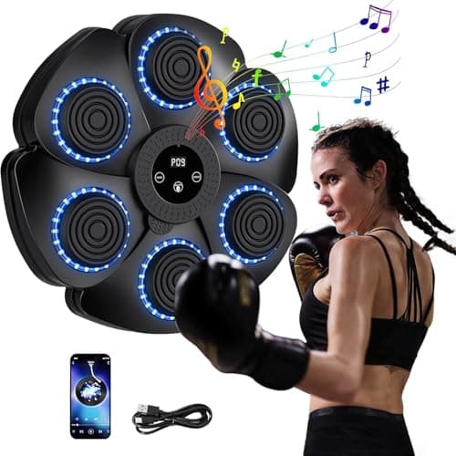 Générique Updata Machine de Boxe Musicale,2024 Nouvelle Modèle Mural Professionnel Entraîneur de Boxe,Mode Bluetooth avec lumières LED et Gants de Boxe,9 Le Mode de Vitesse et de décompte