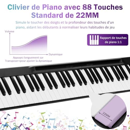 DREAMADE Piano Numérique Pliable avec 88 Touches & Pédale, Clavier de Piano Électronique Portable avec Bluetooth, MIDI OUT & Interface d'alimentation USB, pour Débutants, Enfants, Adultes