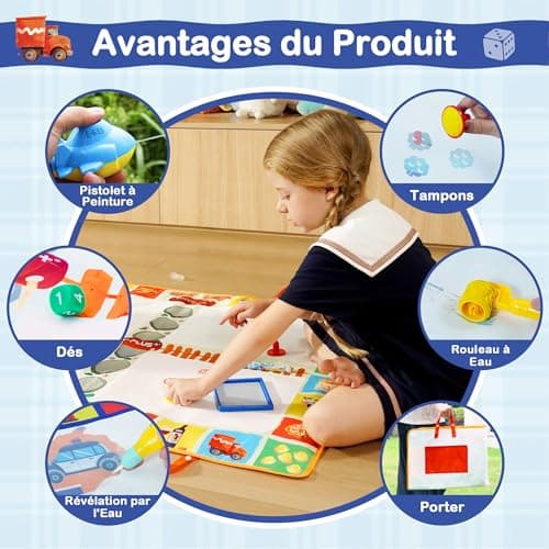 YPLUS Tapis Dessin Eau - Tapis Magique Coloriage pour Bébé de 1 An, Idéal pour le Coloriage et le Jeu - Peinture Magique à l'Eau - Ferme