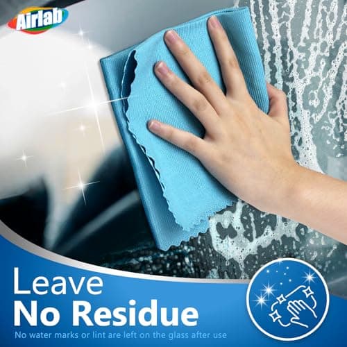 Airlab Chiffon Magique Microfibre, 8X Serviette sans Trace Absorbant Polissage, Lingette Essuie Verre Vitre Lunette Vaisselle Cuisine Menage Voiture, Torchon Nettoyage Réutilisable Lavable, 40x30 CM