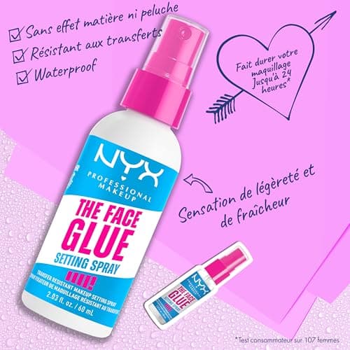 NYX Professional Makeup - Spray Fixateur de Maquillage - Résistant aux Transferts et Waterproof - Tenue Longue Durée 24H - Formule Vegan - The Face Glue Setting Spray - 60ml