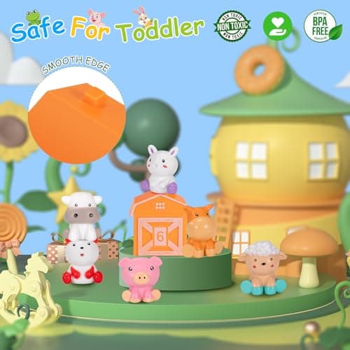 Wisplye Jouets à Empiler d'animaux de la Ferme, Marionnettes Doigts Montessori, Jouets d'apprentissage pour Bebe Enfant Garçon Fille 1 2 3 Ans Cadeaux Noël (10 Pièces)
