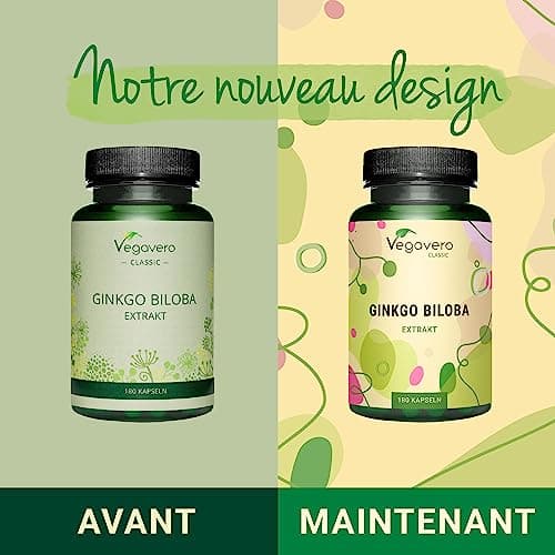 Ginkgo Biloba | Extra Fort : 6000mg | Mémoire + Circulation Sanguine | 180 Gélules | Unique : 24% Glycosides de Flavone + 6% Lactones Terpéniques | Vegan & Sans Additifs | Vegavero®