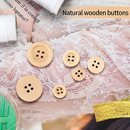 Kigniote Lot de 275 Boutons en Bois Forme Ronde Naturel Boutons Fait à la Main Forme Ronde pour Couture Enfants Vêtements Tricot Chapeaux et DIY Artisanat Décorations10 mm/13 mm/20 mm