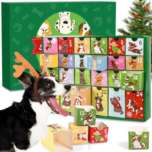 iZoeL Calendrier de l'Avent 2024 Chien Calendrier de l'Avent Amoureux des Chiens Calendrier de l'Avent a Remplir Soi Meme Calendrier de l'Avent Vide - pour Remplir Collations Jouets Petits Cadeaux