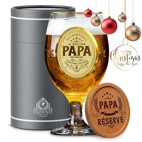 CROWNLY CRYSTAL® Cadeau Papa Verre A Biere Cadeau Personnalisé Annonce Grossesse Papa Cadeau Meilleur Papa Cadeau Anniversaire Homme Cadeau Original Homme Idee Cadeau Papa Verres À Bière