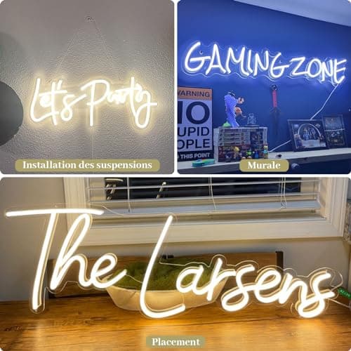 YGEQWK Enseigne Lumineuse Neon Personnalisable,Professionnel Personnalisé LED Prenom Neon Sign Pour Décoration Murale Chambre Club Bar Fête d'anniversaire(1-3 Line)