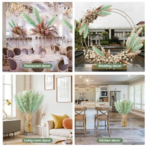 10 pcs Pampas Sechees Decoration - DATEFUN Bouquet Fleurs Séchées Naturelles 100 cm - Pampa Herbe pour Decoration Boheme, Décoration Maison, Deco Mariage Champetre (Vert)