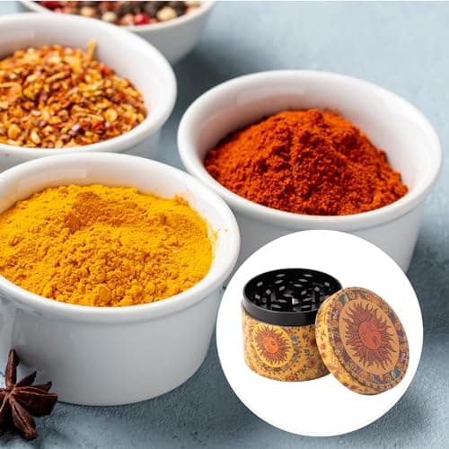 Grinder Moulin à épices 50MM, Collecteur de Pollen avec Couvercle Magnétique et Collecteur de Pollen, Moulin à épices Professionnel 4 pièces Herb Grinder Métal Pour Épices Herbes Pollen Vanille