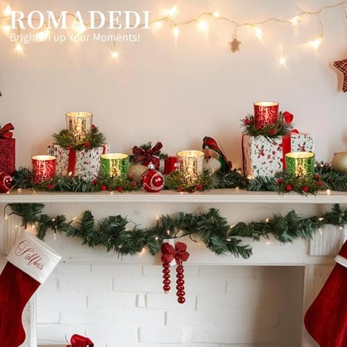 Photophore Verre Bougeoir Decoration Noel: Romadedi 6 Pièces Supports pour Bougies Chauffe-Plat pour Table Interieur Maison Salon Décoration Porte-Bougie pour Cadeau Fenetre Extérieur Noël Deco