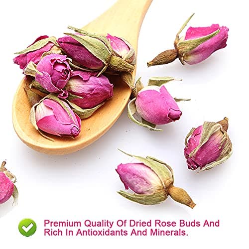 Plant Gift France Rose Buds, 50G/1.76oz 玫瑰 France Boutons de Rose, Pétales de Rose Rose, Tisane de Rose Douce, Anti-Stress et Magique, Soutien Immunitaire, Sans OGM, Sans Caféine