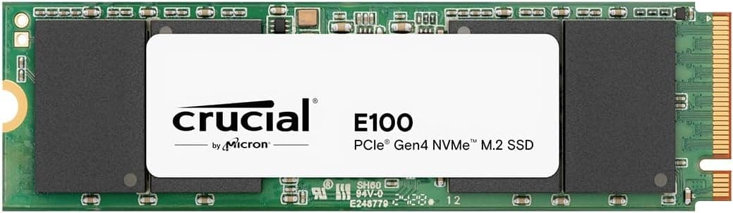 Crucial E100 1To PCIe Gen4 NVMe M.2 SSD Interne, Jusqu’à 5000 Mo/s, Compatible avec Ordinateur Portable et de Bureau - CT1000E100SSD8