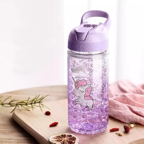 XinHuiGY Licorne L'eau Bouteilles pour Filles, tasse avec Paille et Sécurité Fermer à clé, Rose Extérieur Intérieur L'eau Bouteille, 400 ml / 13,5 oz pour l'école enfants fille Licorne amant